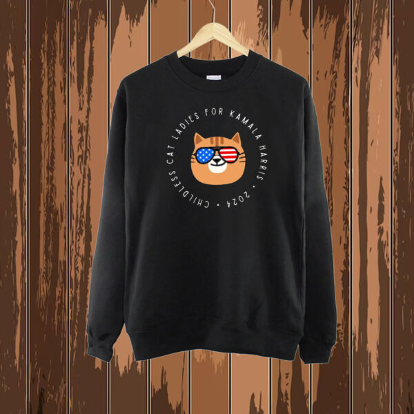 American Flag Shades Cool Cat Lady For Kamala Shirt Kamala Harris 2024 Shirt