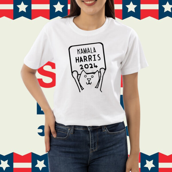 Cat Holding Kamala Harris Sign 2024 Shirt