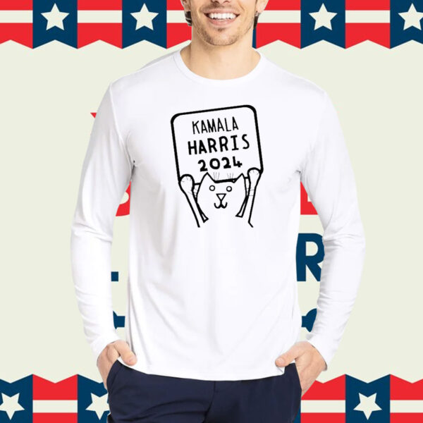 Cat Holding Kamala Harris Sign 2024 Shirt