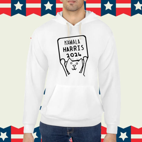 Cat Holding Kamala Harris Sign 2024 Shirt