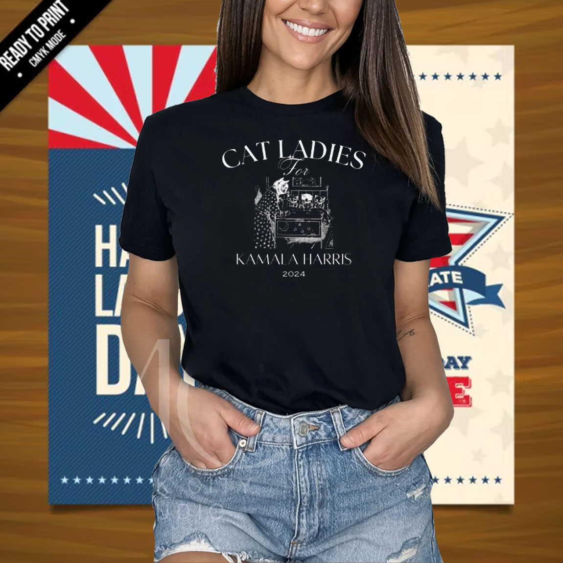 Cat Ladies for Kamala Shirt - A Bunch Of Childless Cat Ladies Who Are Miserable At Their Own Lives Shirt