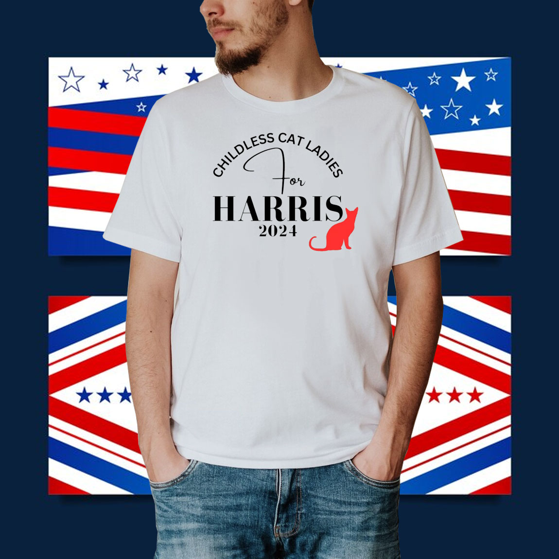 Childless Cat Ladies TShirt, Kamala Harris Tee, USA Election 2024 Shirt