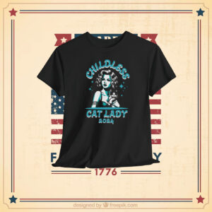 Childless Cat Lady 2024 T-shirt - Retro Cat Lady Shirt