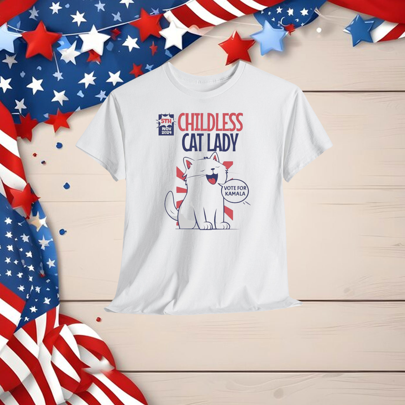 Childless Cat Lady Comfort Colors T-Shirt- Kamala Support Shirt
