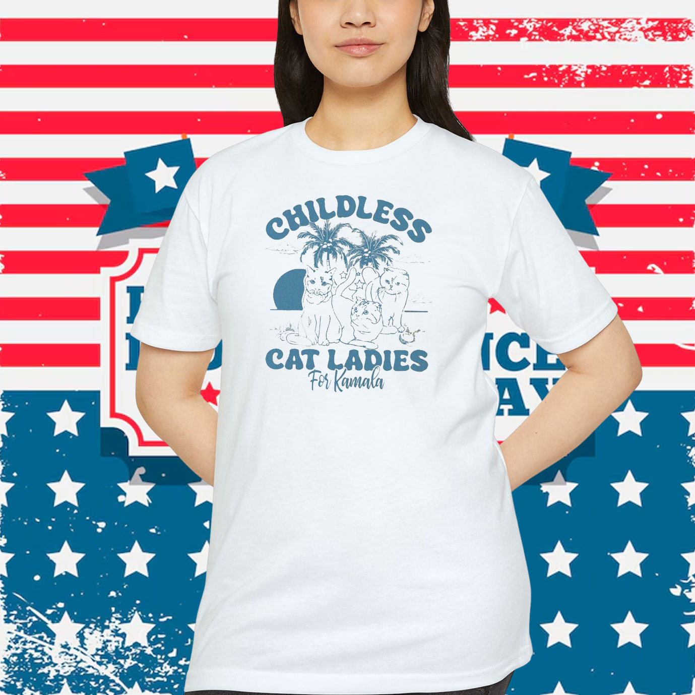 Childless Cat Lady For Kamala Shirt, Kamala Coconut Tree Shirt