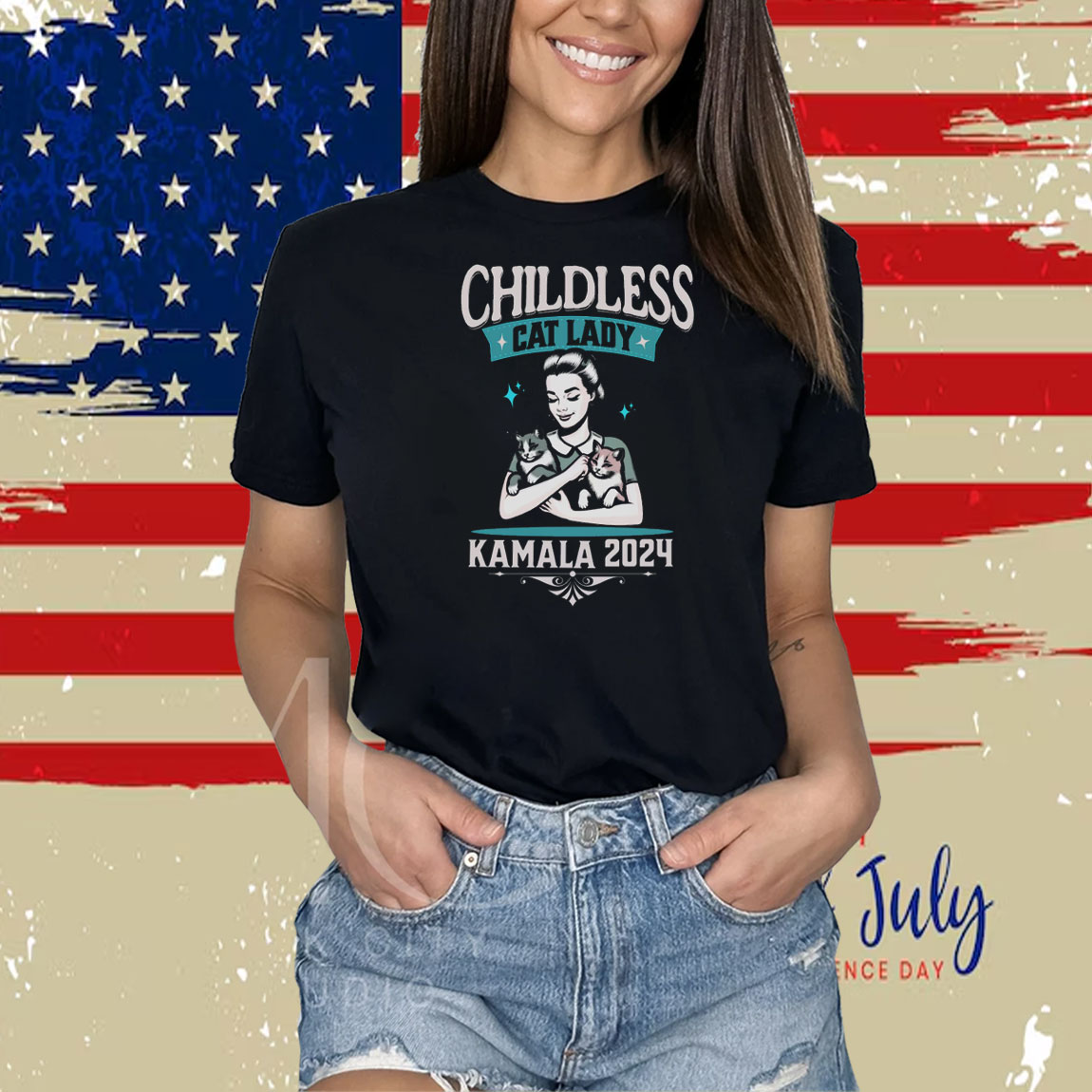 Childless Cat Lady For Kamala shirt, Retro Catlady, Kamala Harris for President Shirt