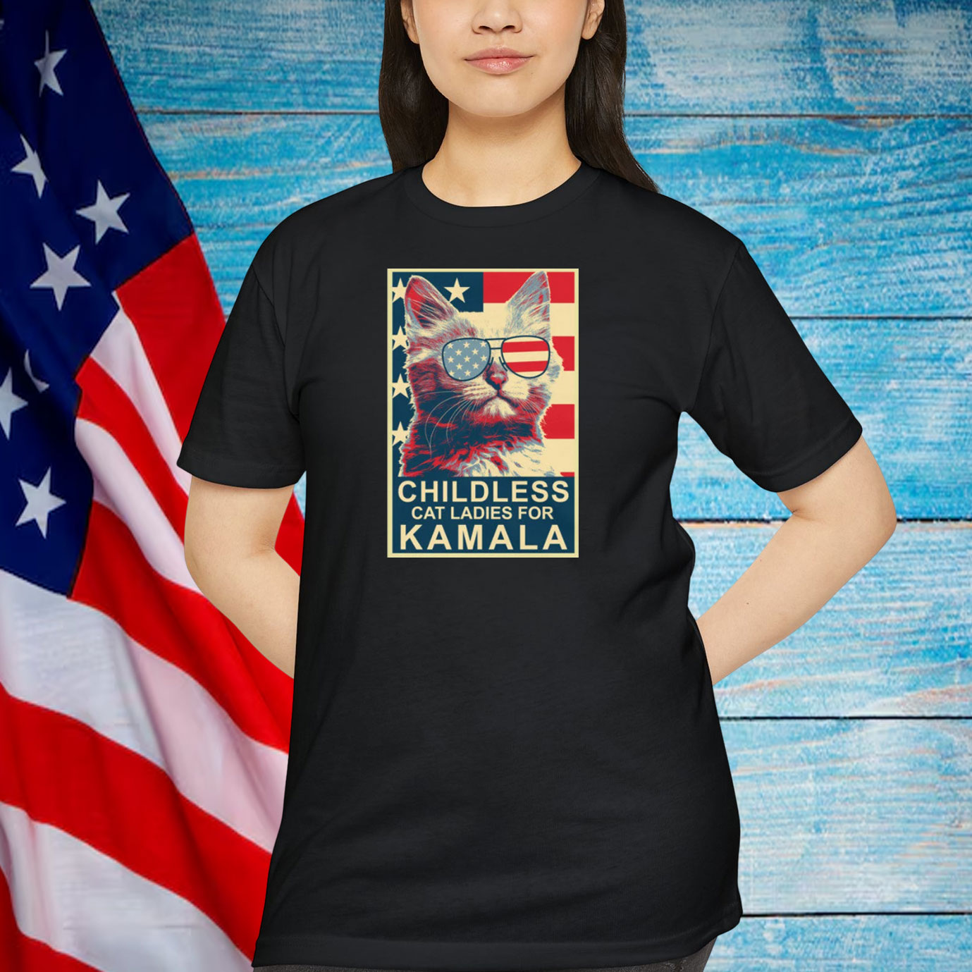 Childless Cat Lady Kamala Shirt, Ladies for Kamala Harris President 2024 Shirt