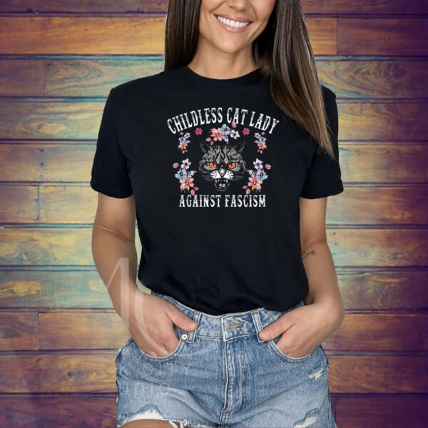 Childless Cat Lady Racerback Tank Top, Against Fascism Shirt