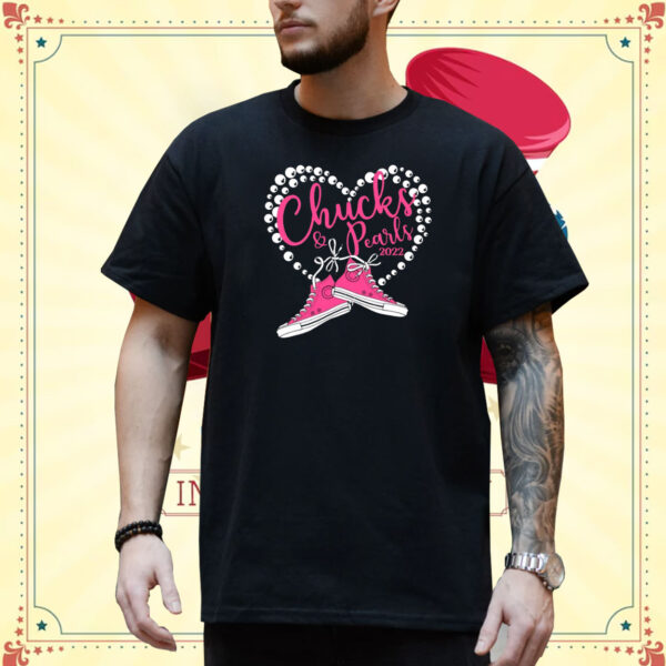 Chucks & Pearls Pearl Heart 2022 Shirt, This Childless Cat Lady Is Voting Kamala Shirt