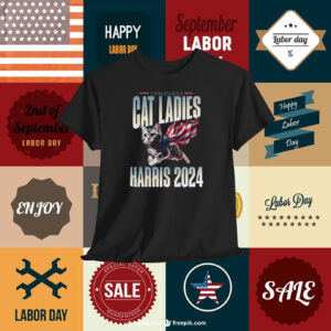 Comfort Colors Childless Cat Ladies Kamala 2024 Flying Cat American Flag Cape Shirt