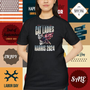 Comfort Colors Childless Cat Ladies Kamala 2024 Flying Cat American Flag Cape Shirt