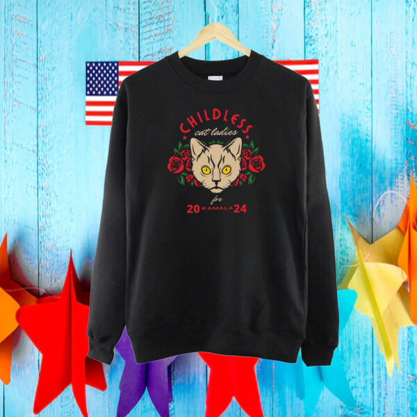 Kamala Harris 2024 T Shirt Childless Cat Lady Madam Vice President Vote For Kamala Shirt