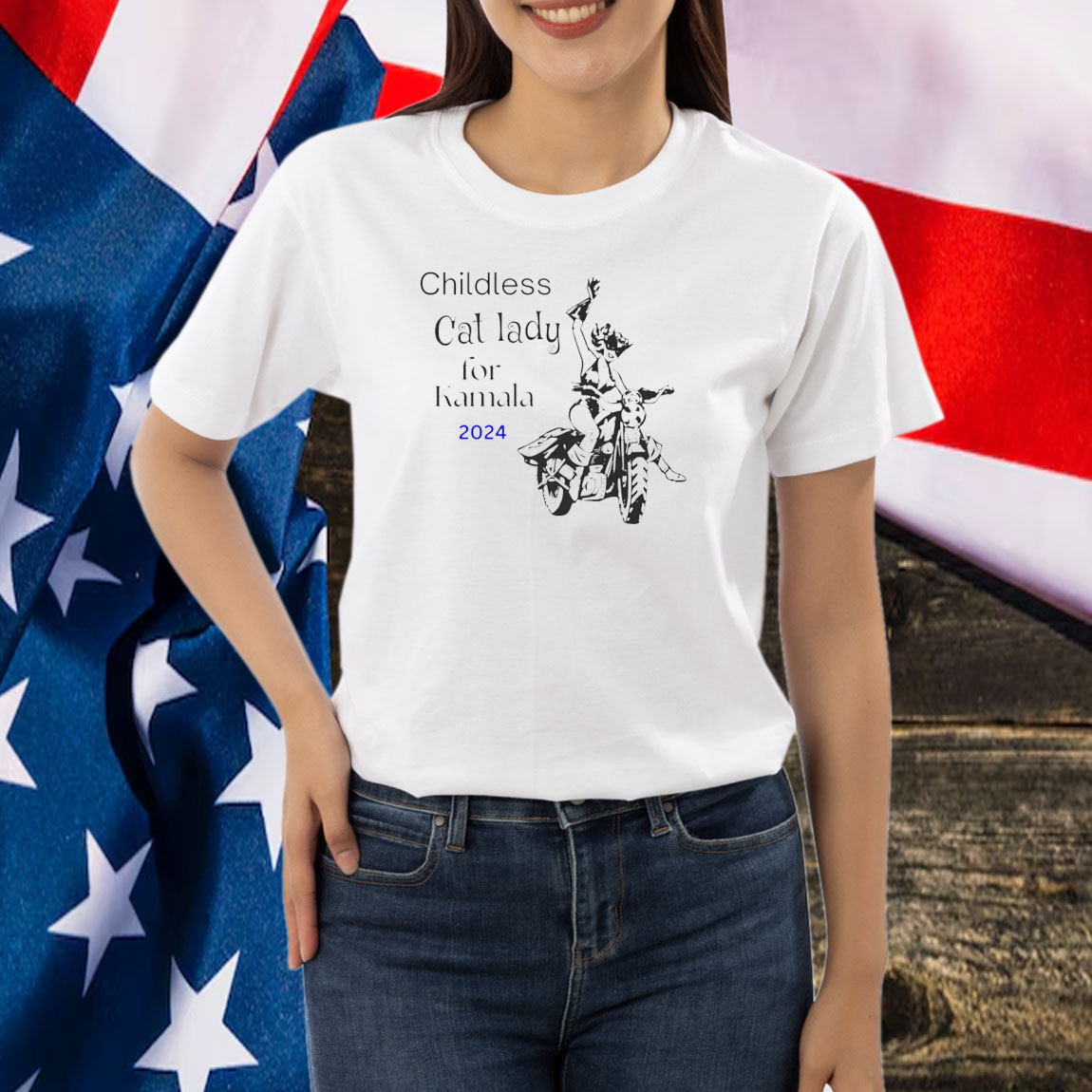 Kamala Harris Shirt: Childless Cat Ladies for Kamala Harris 47 Funny Pro Kamala 2024 Shirt