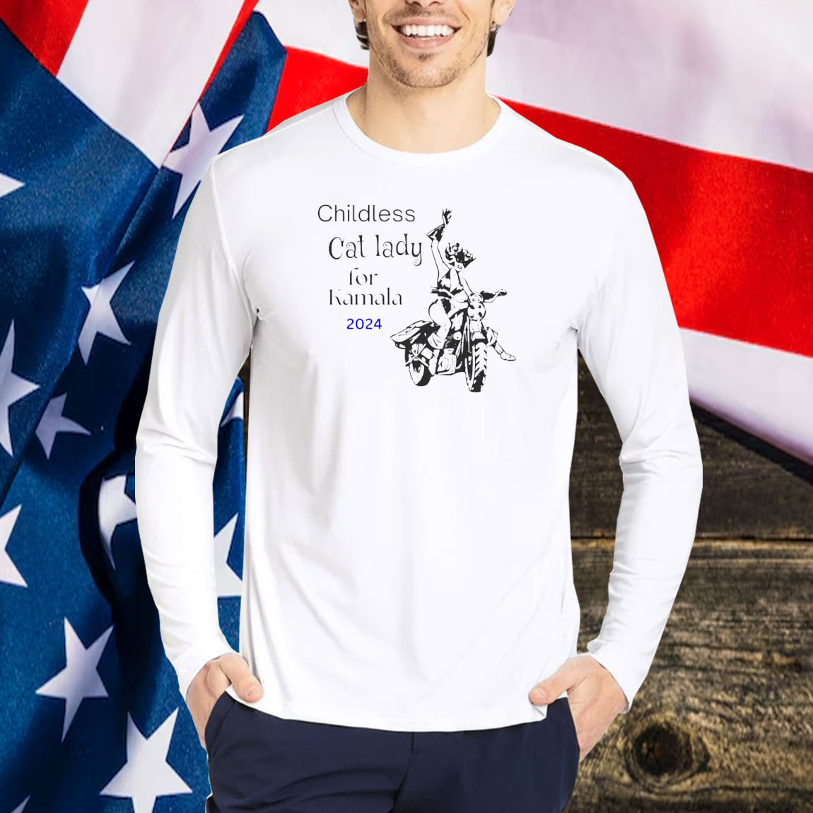 Kamala Harris Shirt: Childless Cat Ladies for Kamala Harris 47 Funny Pro Kamala 2024 Shirt