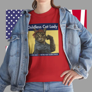 Original Childless Cat Lady Harris 2024 We're Not Going Back Shirt
