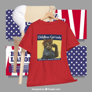 Original Childless Cat Lady Harris 2024 We're Not Going Back Shirt