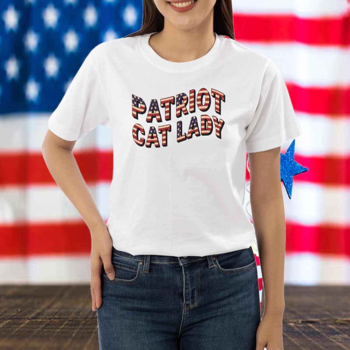 Patriot Cat Lady Stake in America Patriotic Cat Woman Comfort Colors® Shirt