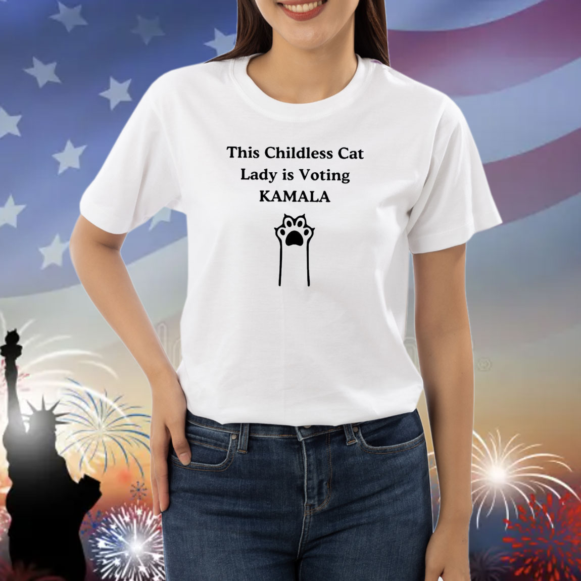 This Childless Cat Lady Is Voting Kamala T-Shirt, Harris Shirt