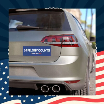 34 Felony Counts Car Magnet Bumper Sticker