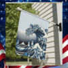 Blue Wave Cat for Kamala Garden Flag Banner