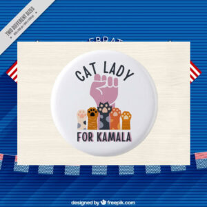 Cat Lady for Kamala Button Pin