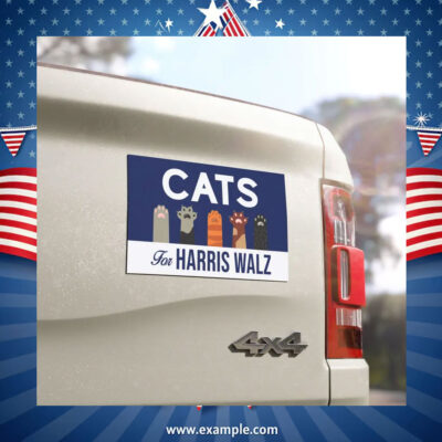 Cats For Harris Walz 2024 Car Magnet
