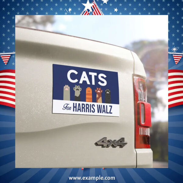 Cats For Harris Walz 2024 Car Magnet