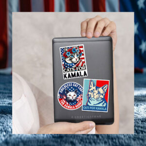 Cats for Kamala Harris Waterproof Laptop Water Bottle Vinyl Sticker