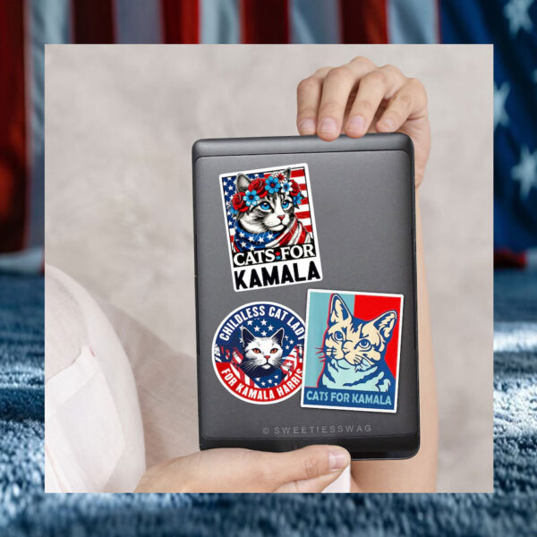 Cats for Kamala Harris Waterproof Laptop Water Bottle Vinyl Sticker