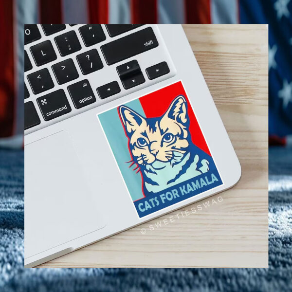 Cats for Kamala Harris Waterproof Laptop Water Bottle Vinyl Sticker