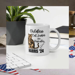 Childless Cat Ladies for Kamala Harris White glossy Mug