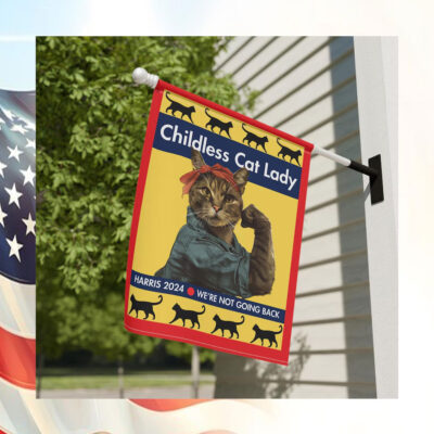 Childless Cat Lady Harris 2024 We're Not Going Back Flag