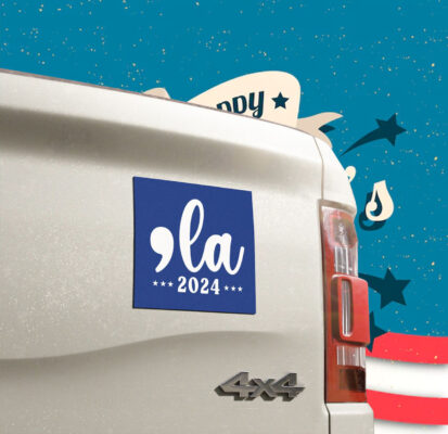 Comma-La Harris Car Magnet