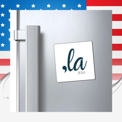 Comma-La Magnet (White), Comma La Kamala Harris 2024 Magnet