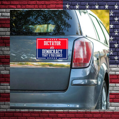 Dictator or Democracy Harris Walz Car Magnets