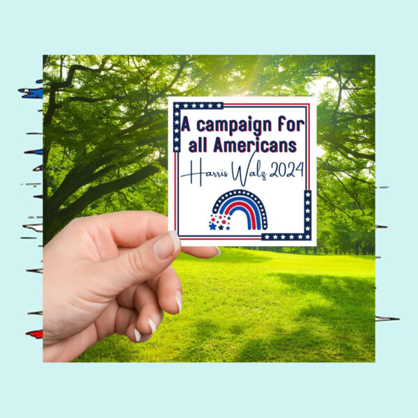 Harris Walz 2024 sticker, vinyl rainbow sticker for liberal voter
