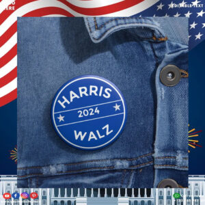 Harris Walz Political Pin Button
