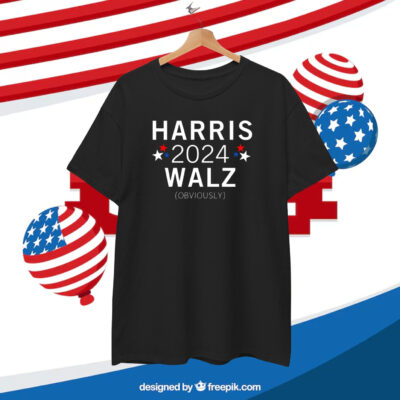 Harris Walz VNeck Shirt Kamala Democrat Voting T-Shirt