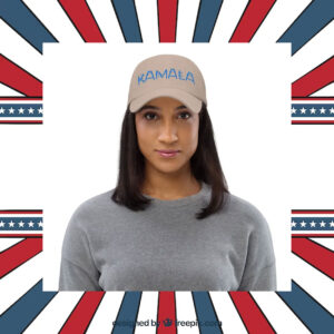 Kamala Cat Letter Embroidered Dad hat Blue Text Cat Lady Election 2024