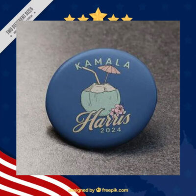 Kamala Harris 2024 Coconut Pin Button