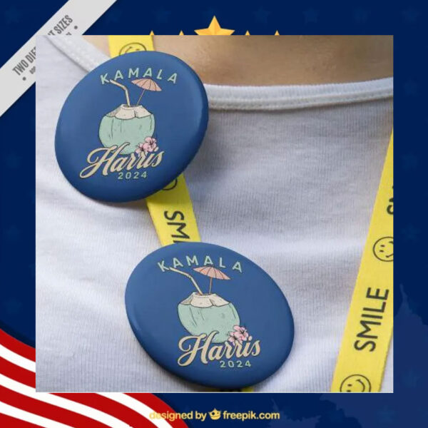 Kamala Harris 2024 Coconut Pin Button
