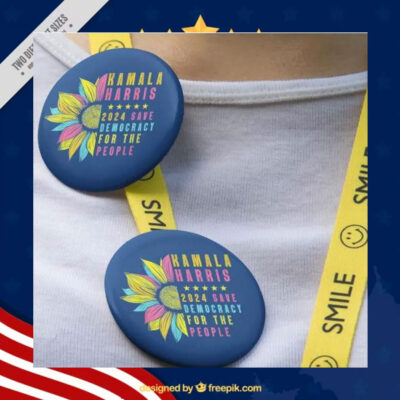 Kamala Harris 2024 Save Democracy For the people Pin Button