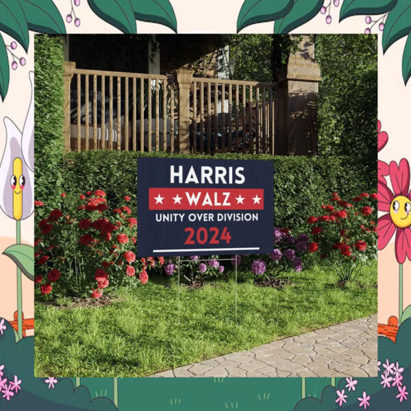 Kamala Harris & Tim Walz 2024 Yard Sign - Unity Over Division