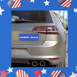 Kamala Harris Walz Magnet Car Blue Rectangular Bumper Magnet