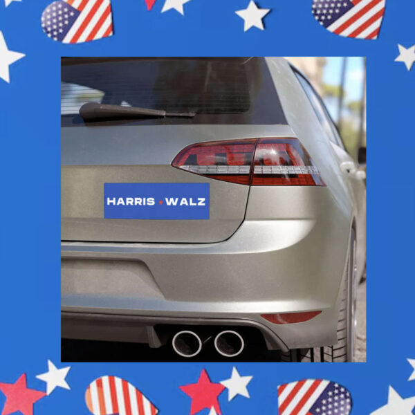 Kamala Harris Walz Magnet Car Blue Rectangular Bumper Magnet