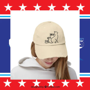 Kamala Harris Yes we Cat Printed Distressed Cap