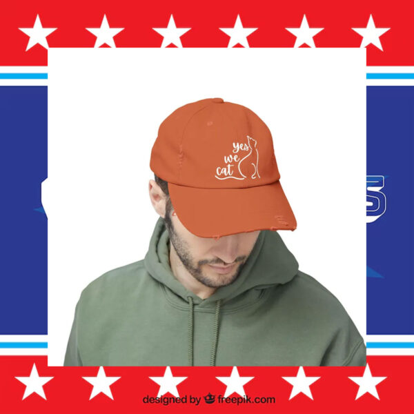 Kamala Harris Yes we Cat Printed Distressed Cap