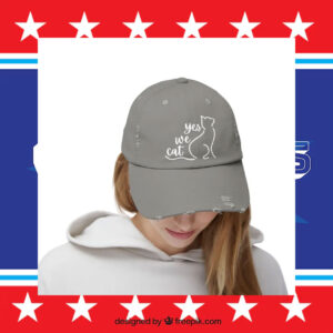 Kamala Harris Yes we Cat Printed Distressed Cap