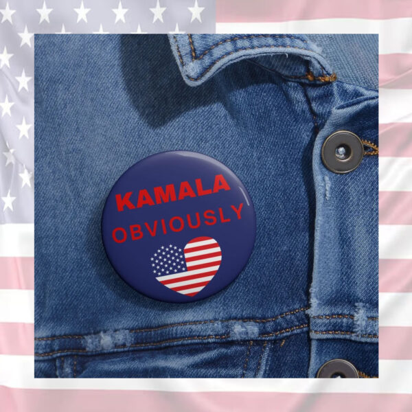 Kamala Harris for President 2024 Election Button Kamala Obviously Political Pin Button