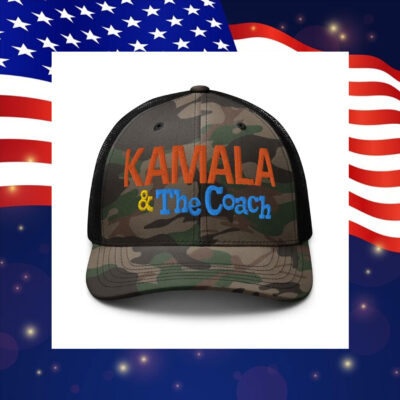 Kamala and the Coach Harris Walz Camouflage Trucker Hat